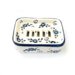 saboneteira em cerâmica Pintada á mão Azul, com Padrões Portugueses