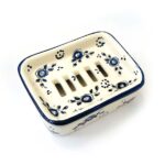 saboneteira em cerâmica Pintada á mão Azul, com Padrões Portugueses