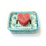 saboneteira em cerâmica Pintada á mão verde, com Padrões Portugueses