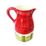 jarro em cerâmica pintado á mão com pintura de melancia