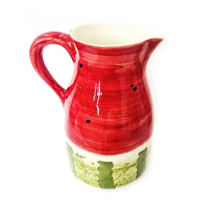 jarro em cerâmica pintado á mão com pintura de melancia