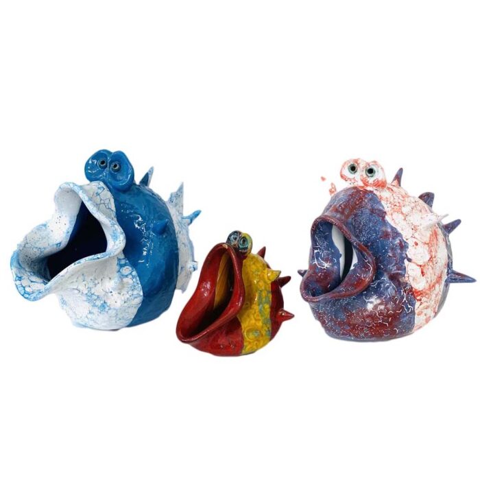 peixes em barro feito á mão peças unicas