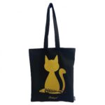 Saco tote bag dourado Padrão de gatos