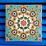 azulejo português alto relevo verde