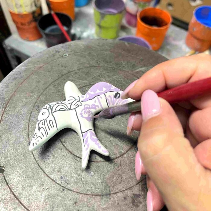 pintura á mão de andorinha ceramica