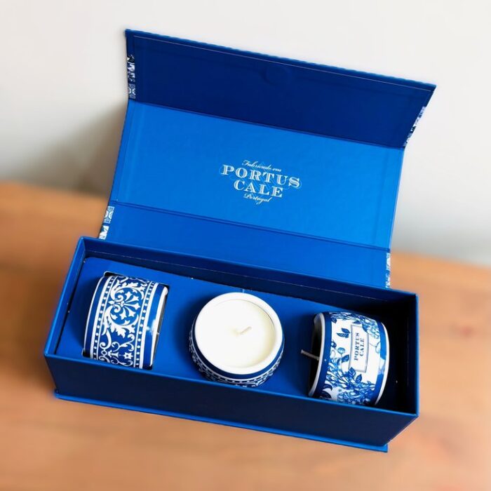 conjunto 3 velas castelbel portus cale gold & blue