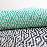 mantas de algodão padrão losango verde e preta