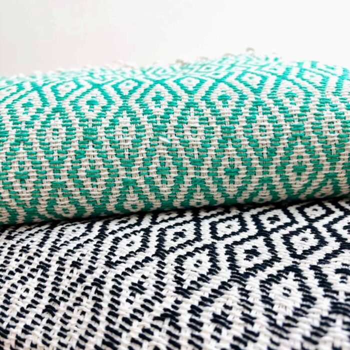 mantas de algodão padrão losango verde e preta