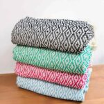 mantas de algodão padrão losangulo coloridas