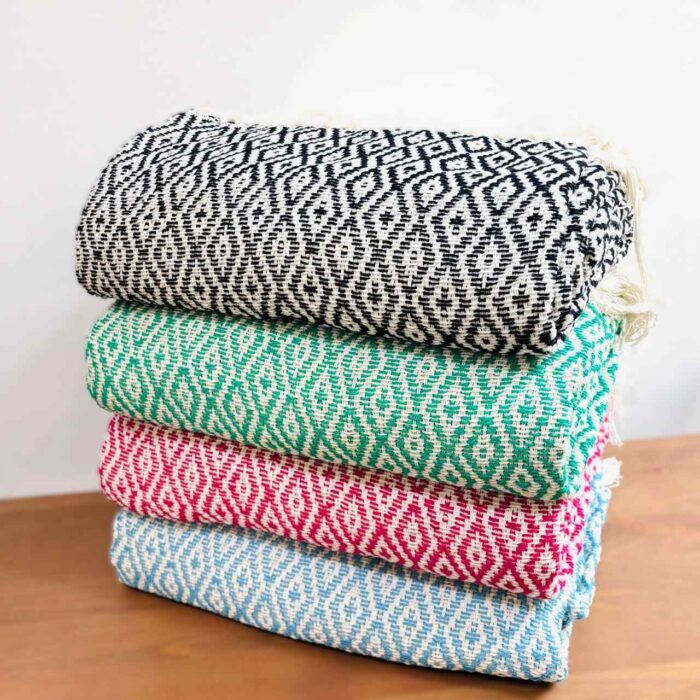 mantas de algodão padrão losangulo coloridas