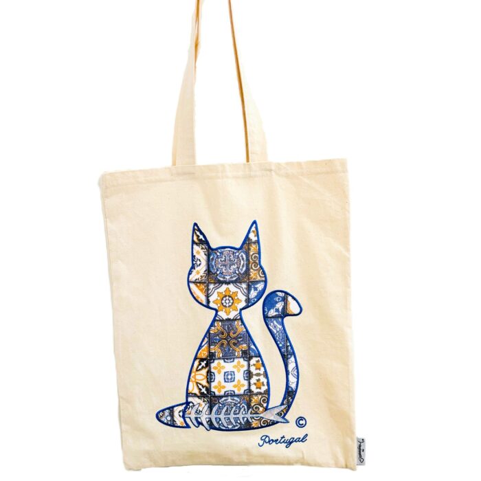 saco totebag gato bordado