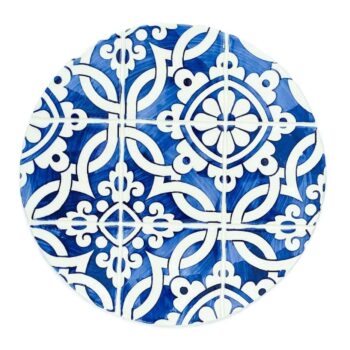 base em ceramica para quentes com padrão de azulejo azul