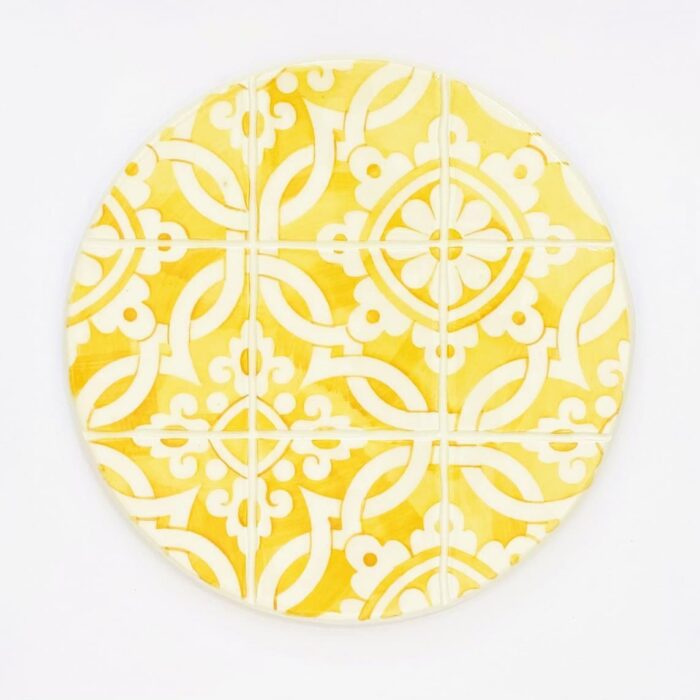 base em ceramica para quentes com padrão de azulejos amarelo