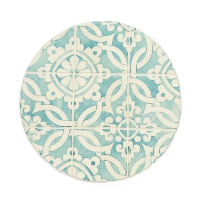 base em ceramica para quentes com padrão de azulejos verde