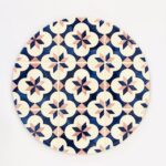 base em ceramica para quentes com padrão de azulejos verde e azul