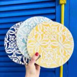 bases em ceramica para quentes com padrão de azulejo em azul, amarelo e verde (1) (1)