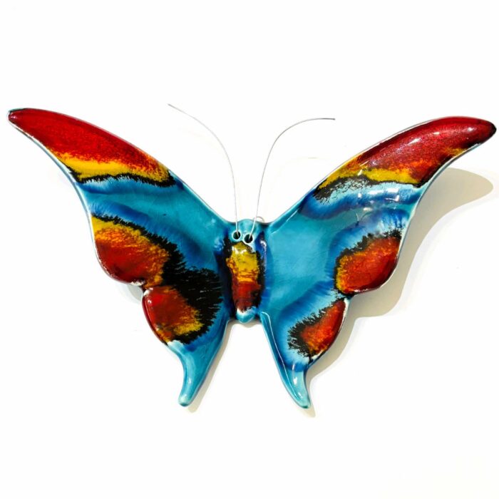 borboleta em ceramica media em azul
