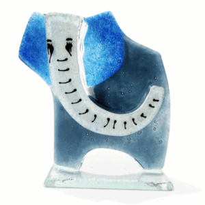 elefante de vidro na cor azul