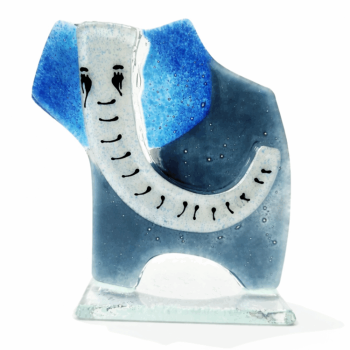 elefante de vidro na cor azul