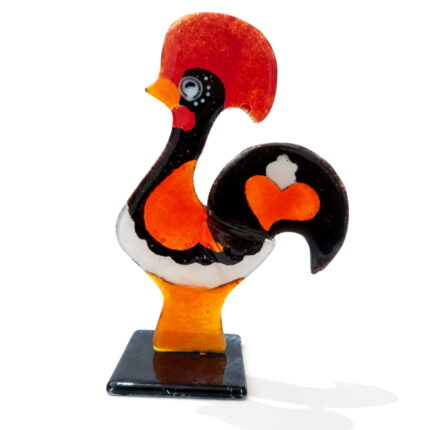 galo de barcelos em vidro na cor preta