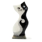 gato de vidro na cor preta e branca