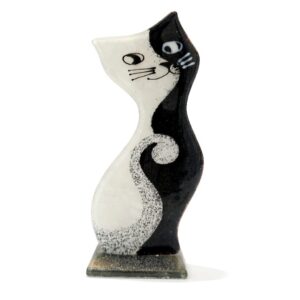 gato de vidro na cor preta e branca