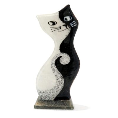 gato de vidro na cor preta e branca