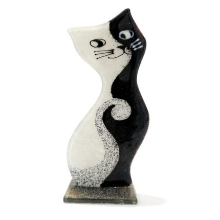 gato de vidro na cor preta e branca