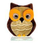 mocho de vidro e,m castanho claro e castanho escuro