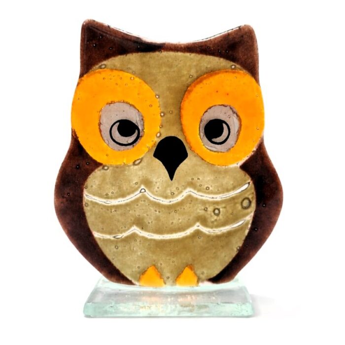 mocho de vidro e,m castanho claro e castanho escuro