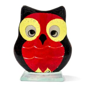 mocho de vidro na cor vermelho e preto