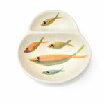 azeitoneira em cerâmica pintada á mão com sardinhas portuguesas coloridas