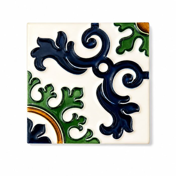 azulejo com padrão português tradicional em azul e verda