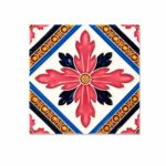 azulejo português com temas florais em rosa