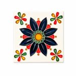 azulejo português tradicional com flores azuis e vermelhas